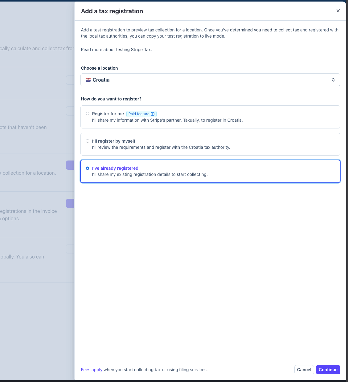 Stripe Add a tax registration — Croatia i način registracije